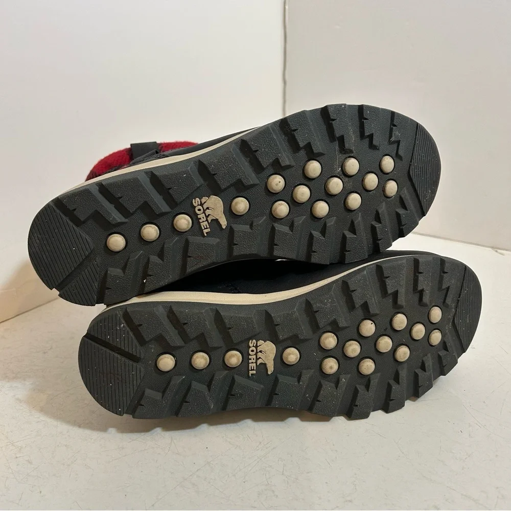 Sorel‎ women’s red & black plaid slip on winter booties waterproof boots size 7 - Picture 8 of 11